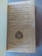KOTZEBUE, A. F. F. Misantropie et repentir, Drame en cinq actes. Paris, An VII (1799) Première édition