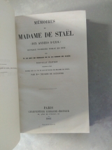 STAËL-HOLSTEIN (Anne-Louise Germaine Necker, Madame de) Mémoires (Dix années d\'exil). Ouvrage posthume publié en 1818 précédé d\'une notice. Paris, Charpentier Libraire-éditeur, 1861. Relié