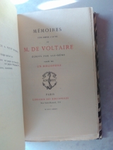 Mémoires pour servir à la vie de M. de Voltaire écrits par lui-même, publiés par un bibliophile. Jouaust, Librairie des Bibliophiles, Paris, 1886. Relié